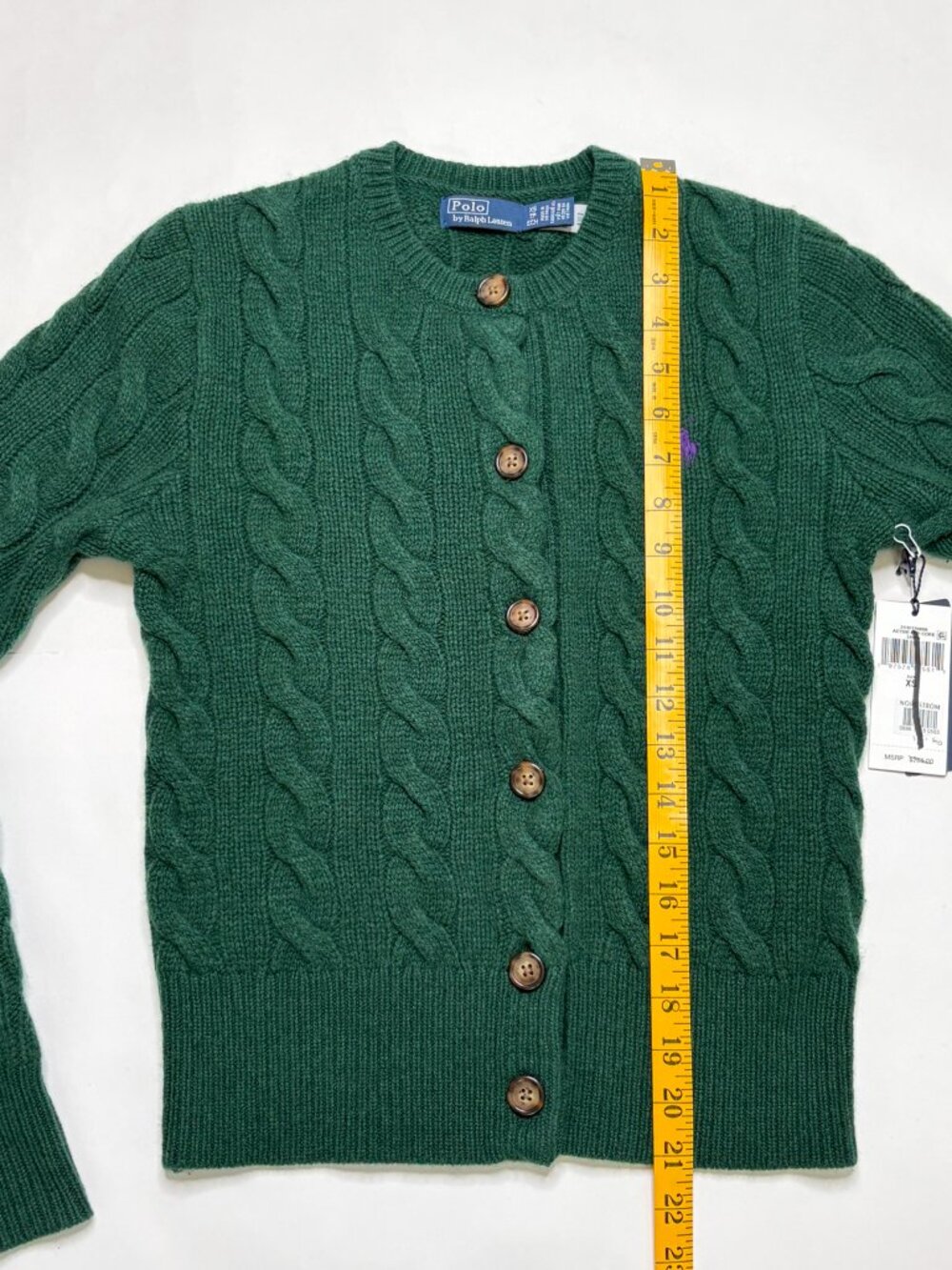 Polo Ralph Lauren Cable Knit Wool & Cashmere Cardigan – XS – Green - Picture 5 of 14